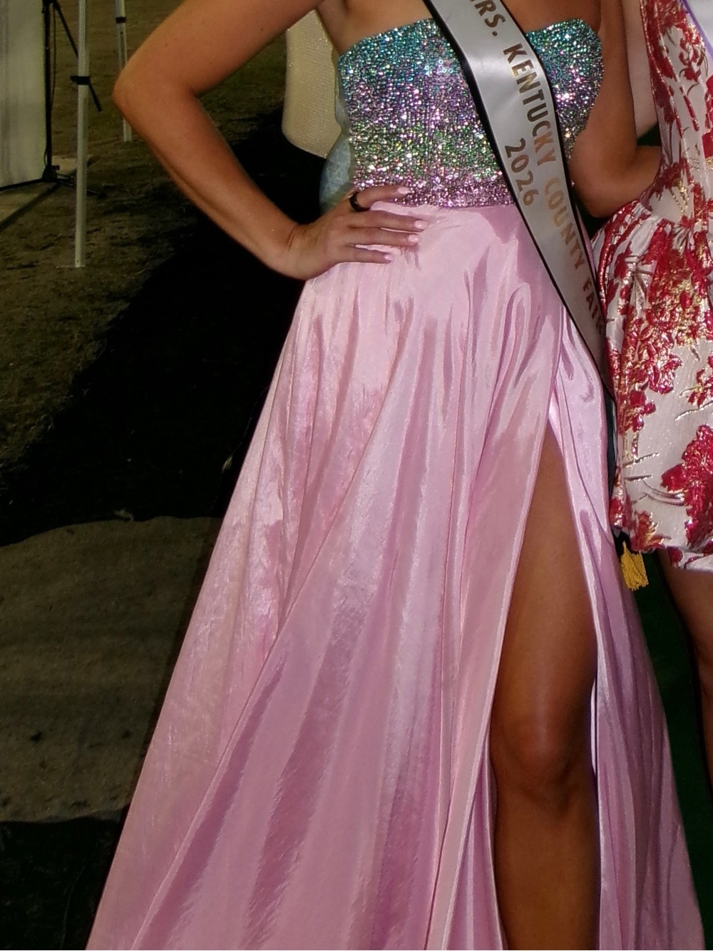 Sherri Hill Pink Gown with Iridescent Beaded Bodice